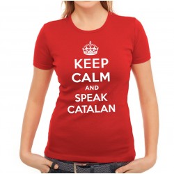 Samarreta noia vermella Keep Calm and speak catalan