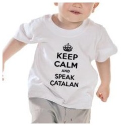 Samarreta blanca nadó 12-18 mesos Keep Calm and speak catalan