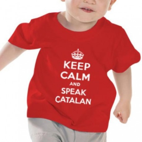 Samarreta vermella nadó 12-18 mesos Keep Calm and speak catalan