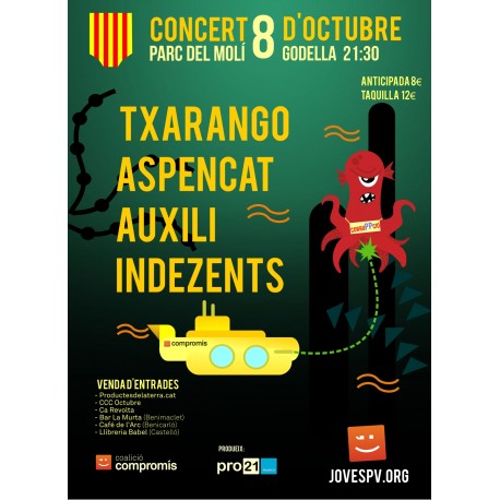 Entrada concert TXARANGO, ASPENCAT, AUXILI, INDEZENTS a Godella