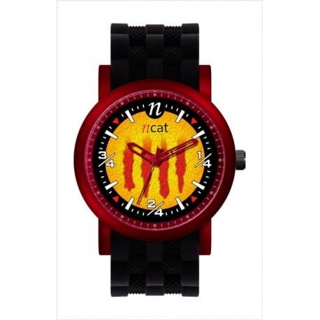 Rellotge home senyera negre i vermell