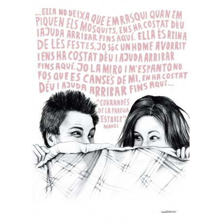 Postal amb il·lustració Corrandes de la parella estable - Manel
